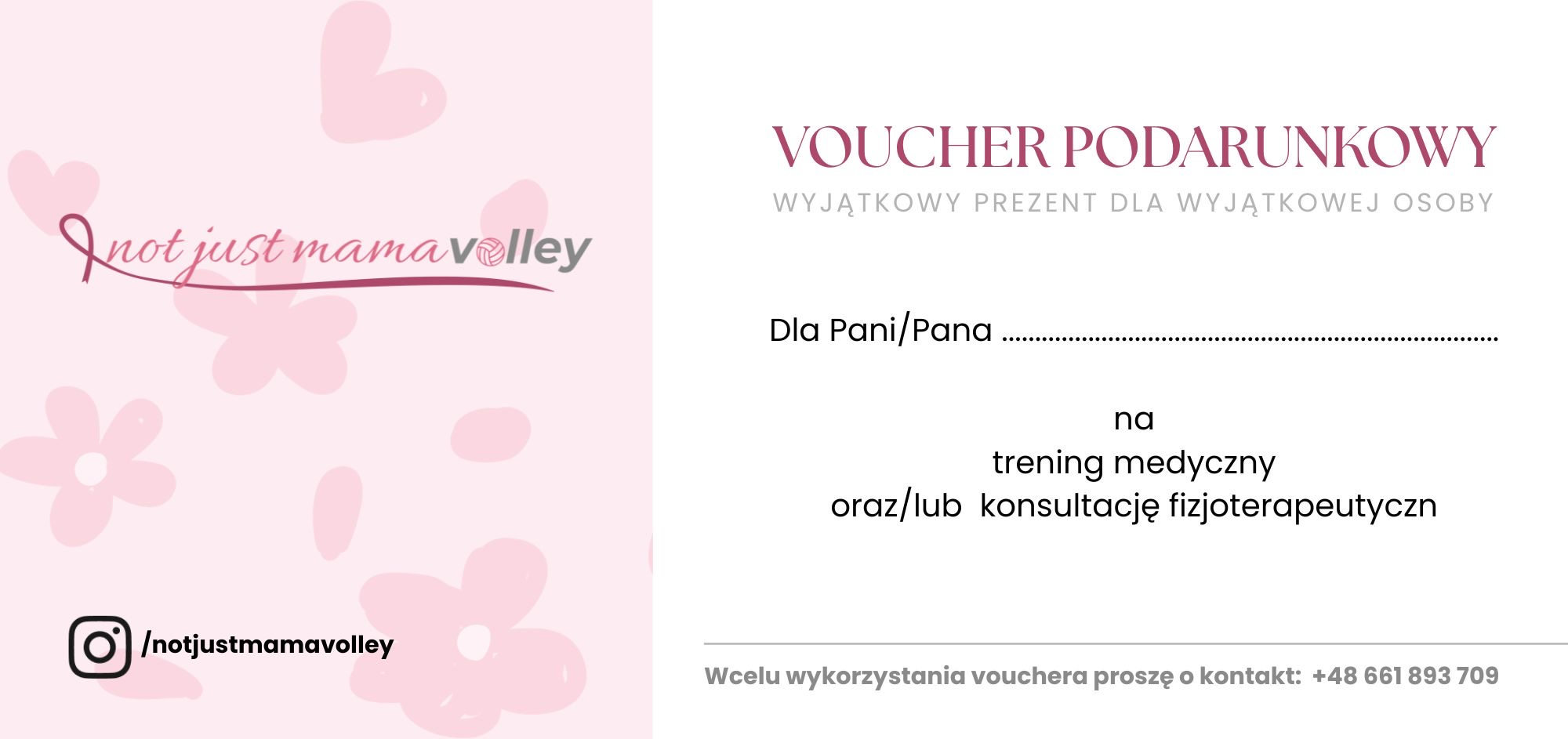 Voucher podarunkowy notjustMAMA — trening medyczny i konsultacja fizjoterapeutyczna